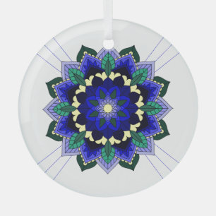 Mandala Pattern 02 in dark blue Glass Tree Decorat Ornament