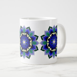 Mandala Pattern 02 in dark blue Large Coffee Mug