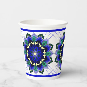 Mandala Pattern 02 in dark blue Paper Cups