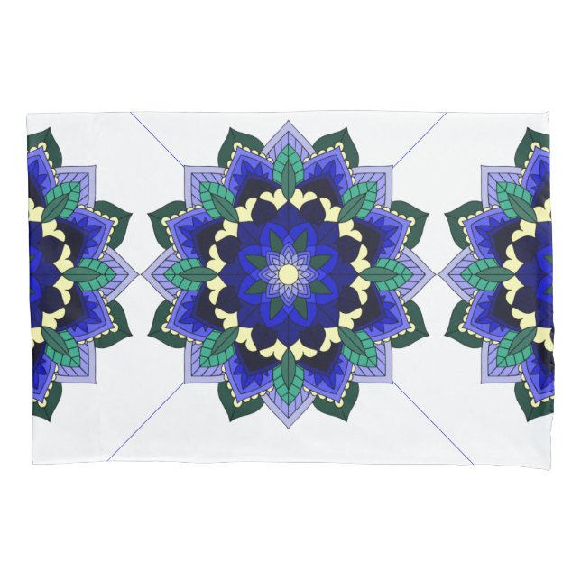 Mandala Pattern 02 in dark blue Pillowcase (Front-Left)