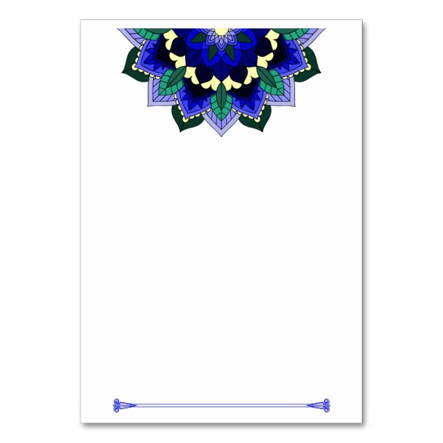 Mandala Pattern 02 in dark blue Table Number (Front)