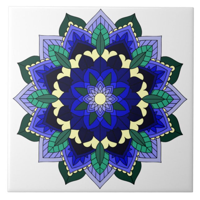 Mandala Pattern 02 in dark blue Tile (Front)