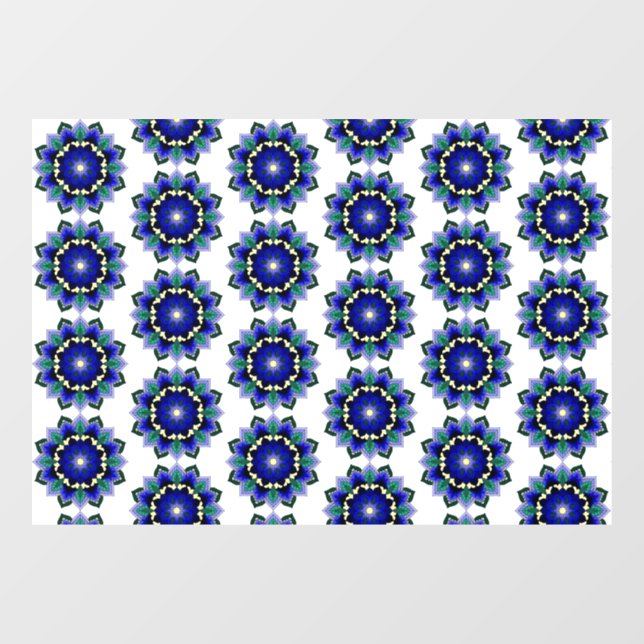 Mandala Pattern 02 in dark blue Window Cling (Sheet)