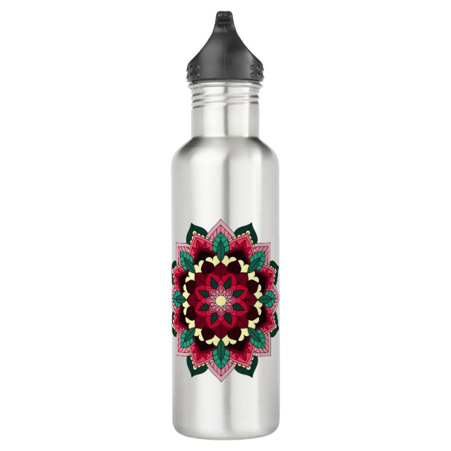 Mandala Pattern 02 in deep pink 710 Ml Water Bottl 710 Ml Water Bottle (Right)