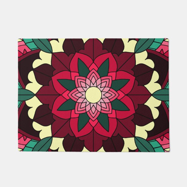 Mandala Pattern 02 in deep pink Doormat (Front)