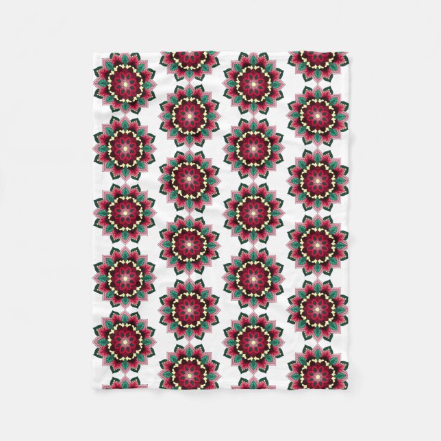 Mandala Pattern 02 in deep pink Fleece Blanket (Front)