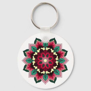 Mandala Pattern 02 in deep pink Keychain