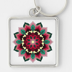 Mandala Pattern 02 in deep pink Keychain