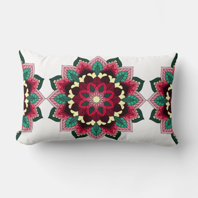 Mandala Pattern 02 in deep pink Lumbar Pillow (Front)