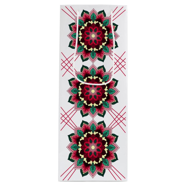 Mandala Pattern 02 in deep pink Wine Gift Bag (Front)