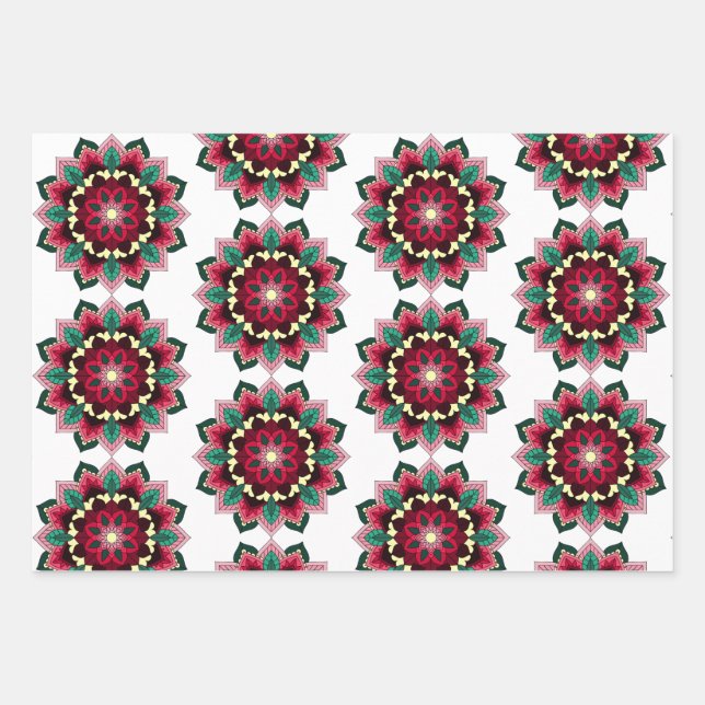Mandala Pattern 02 in deep pink Wrapping Paper Sheet (Front)