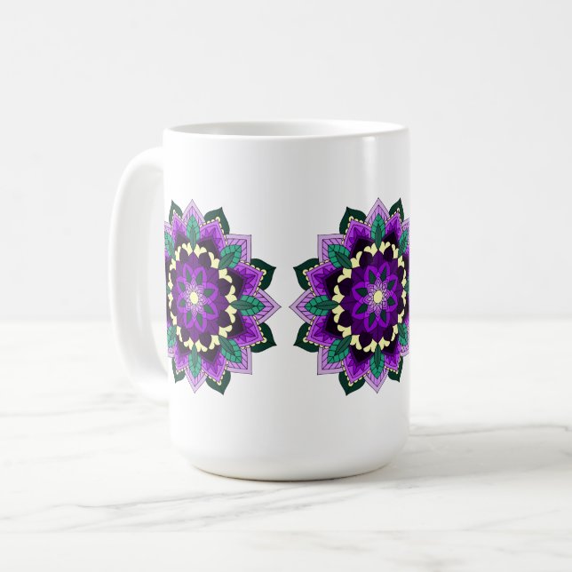 Mandala Pattern 02 in purple Coffee Mug (Front Left)