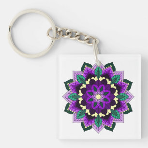Mandala Pattern 02 in purple Keychain