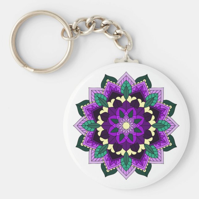 Mandala Pattern 02 in purple Keychain (Front)