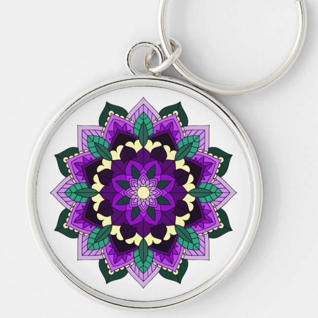 Mandala Pattern 02 in purple Keychain (Front)