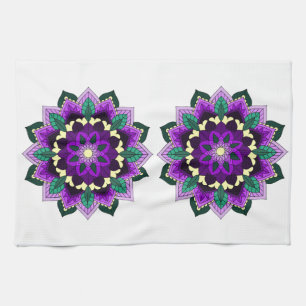 Mandala Pattern 02 in purple Kitchen Towel