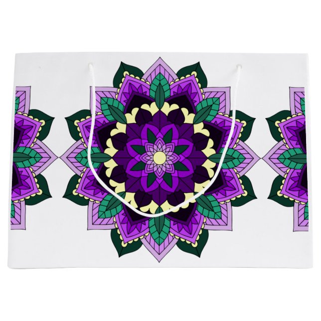 Mandala Pattern 02 in purple Large Gift Bag (Front)