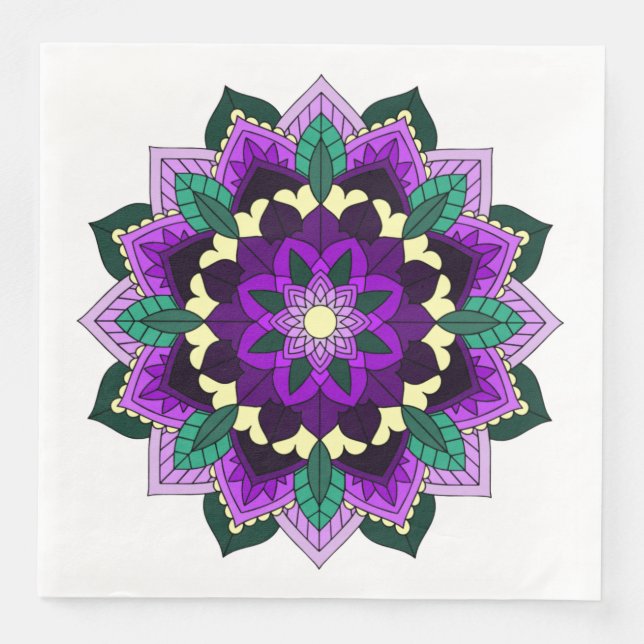 Mandala Pattern 02 in purple Napkin (Front)