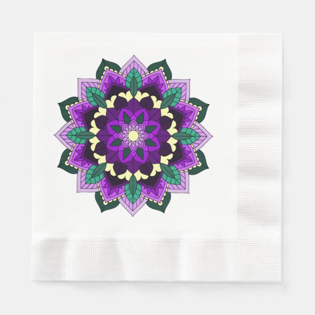 Mandala Pattern 02 in purple Napkin (Front)
