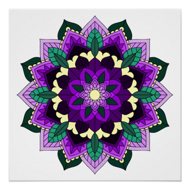 Mandala Pattern 02 in purple Poster (Front)