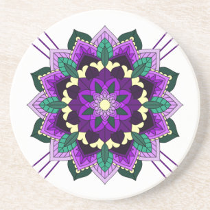 Mandala Pattern 02 in purple Sandstone Coaster