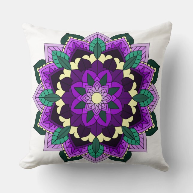 Mandala Pattern 02 in purple Throw Pillow (Front)