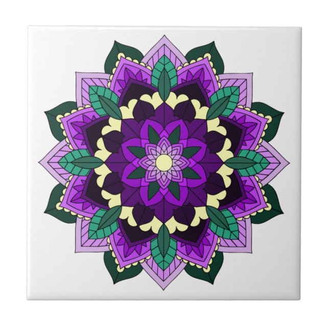 Mandala Pattern 02 in purple Tile (Front)