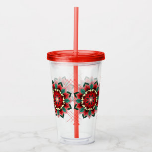 Mandala Pattern 02 in red Acrylic Tumbler