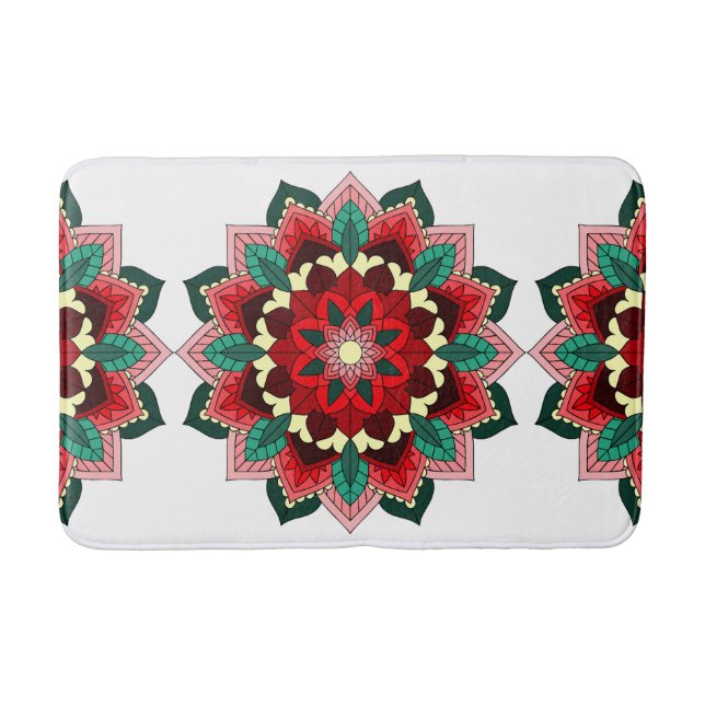 Mandala Pattern 02 in red Bath Mat (Front)