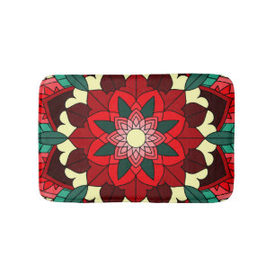 Mandala Pattern 02 in red Bath Mat