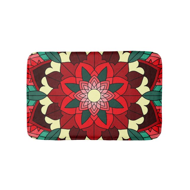 Mandala Pattern 02 in red Bath Mat (Front)