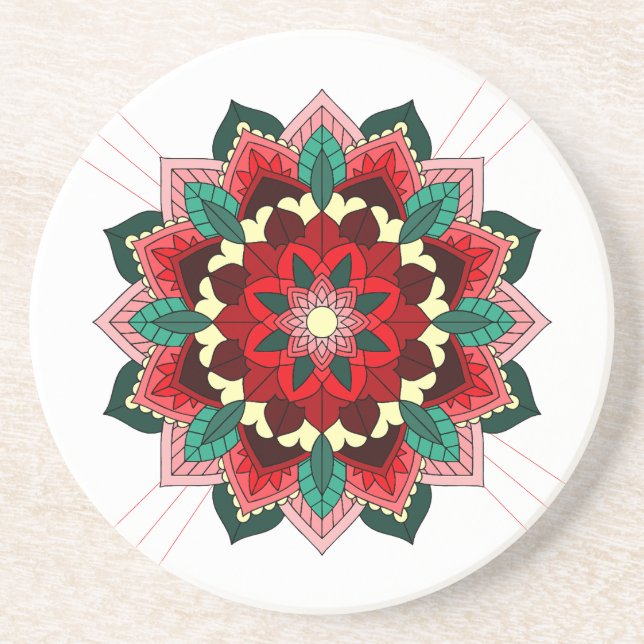 Mandala Pattern 02 in red Coaster (Front)