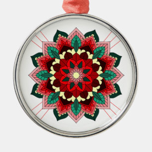 Mandala Pattern 02 in red Metal Ornament