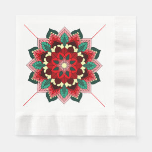 Mandala Pattern 02 in red Napkin