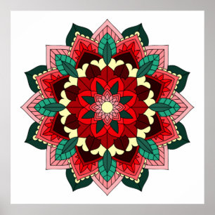 Mandala Pattern 02 in red Poster
