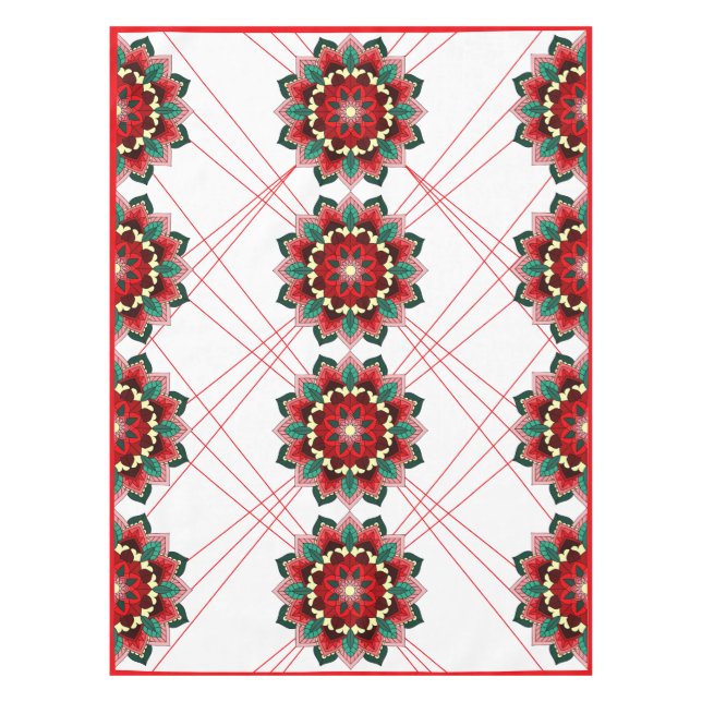 Mandala Pattern 02 in red Tablecloth (Front)