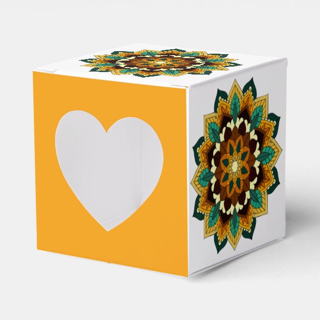 Mandala Pattern 02 in yellow & tan Favor Box (Front Side)