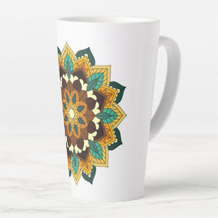 Mandala Pattern 02 in yellow & tan Latte Mug