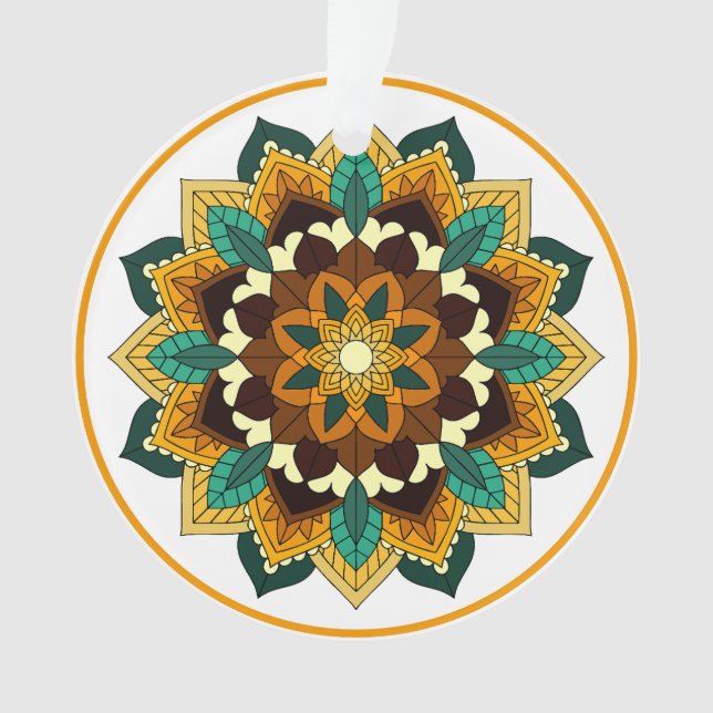 Mandala Pattern 02 in yellow & tan Ornament (Front)
