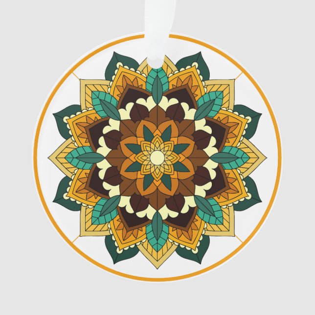 Mandala Pattern 02 in yellow & tan Ornament (Front)
