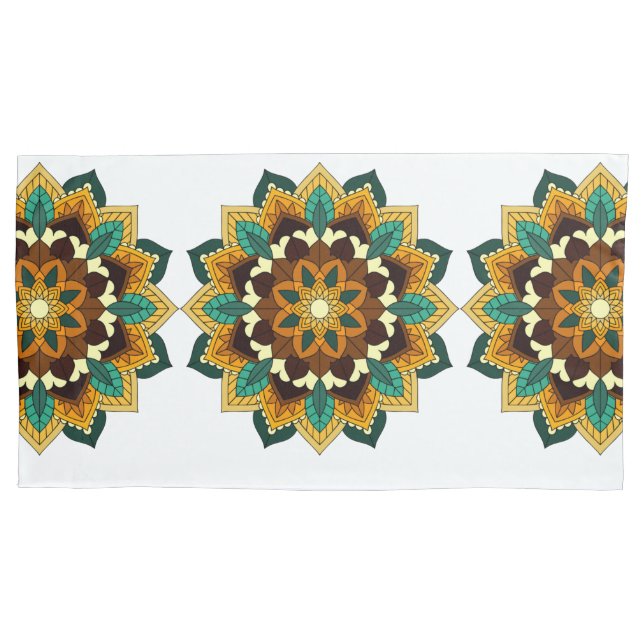 Mandala Pattern 02 in yellow & tan Pillowcase (Front)