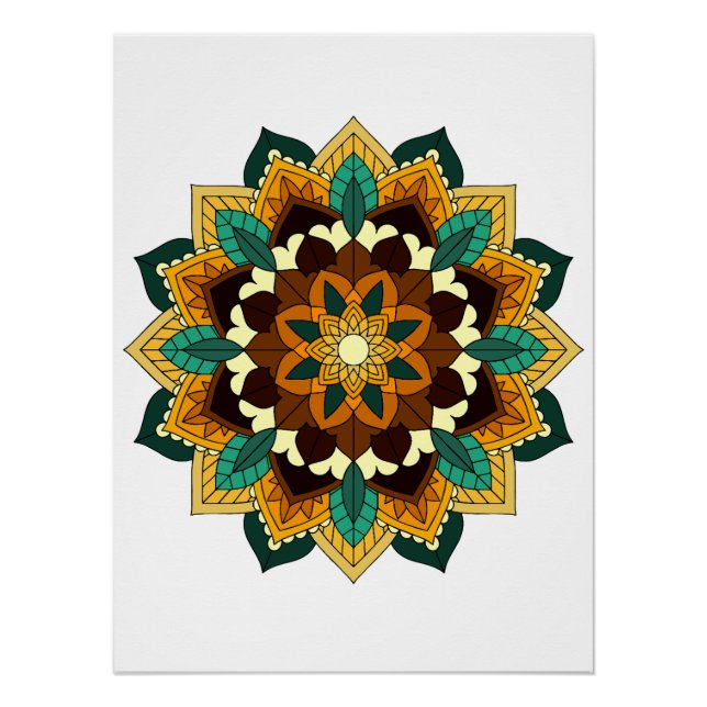 Mandala Pattern 02 in yellow & tan Poster (Front)