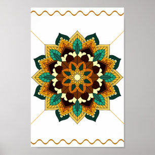 Mandala Pattern 02 in yellow & tan Poster