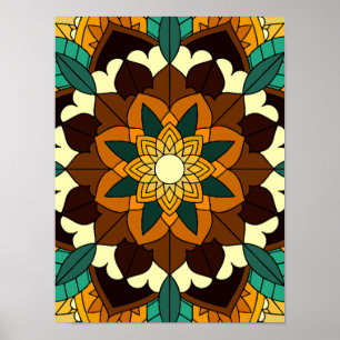 Mandala Pattern 02 in yellow & tan Poster