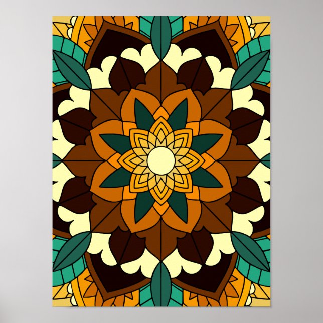 Mandala Pattern 02 in yellow & tan Poster (Front)