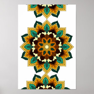 Mandala Pattern 02 in yellow & tan Poster