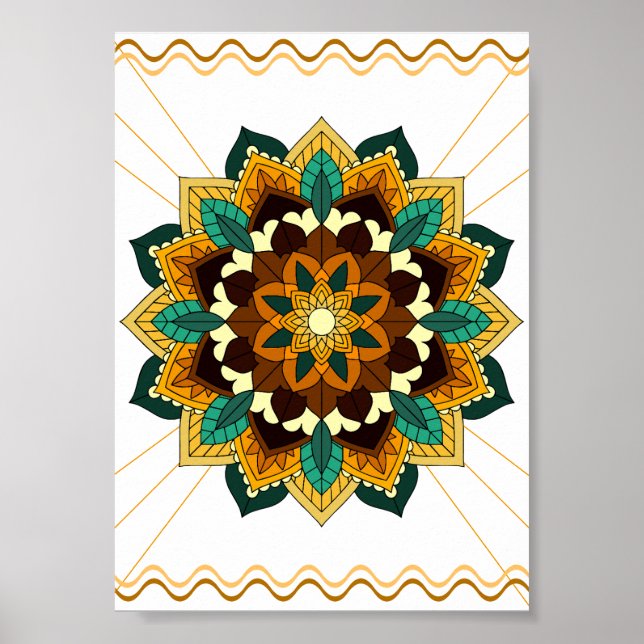 Mandala Pattern 02 in yellow & tan Poster (Front)