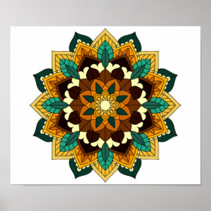 Mandala Pattern 02 in yellow & tan Poster