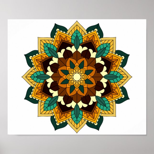 Mandala Pattern 02 in yellow & tan Poster (Front)