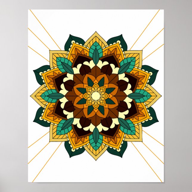 Mandala Pattern 02 in yellow & tan Poster (Front)